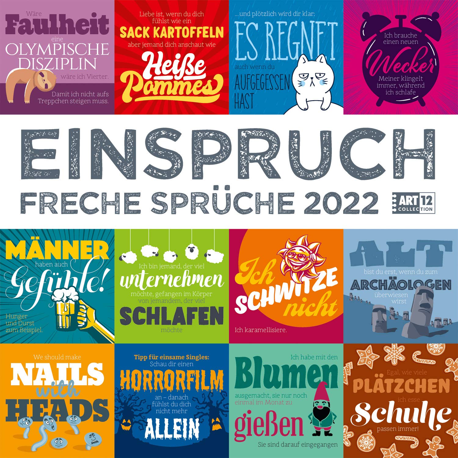 Einspruch 2022, Wandkalender / Broschürenkalender im Hochformat (aufgeklappt 30x60 cm) - Geschenk-Kalender mit Monatskalendarium zum Eintragen: Freche Sprüche Film, Art & Culture