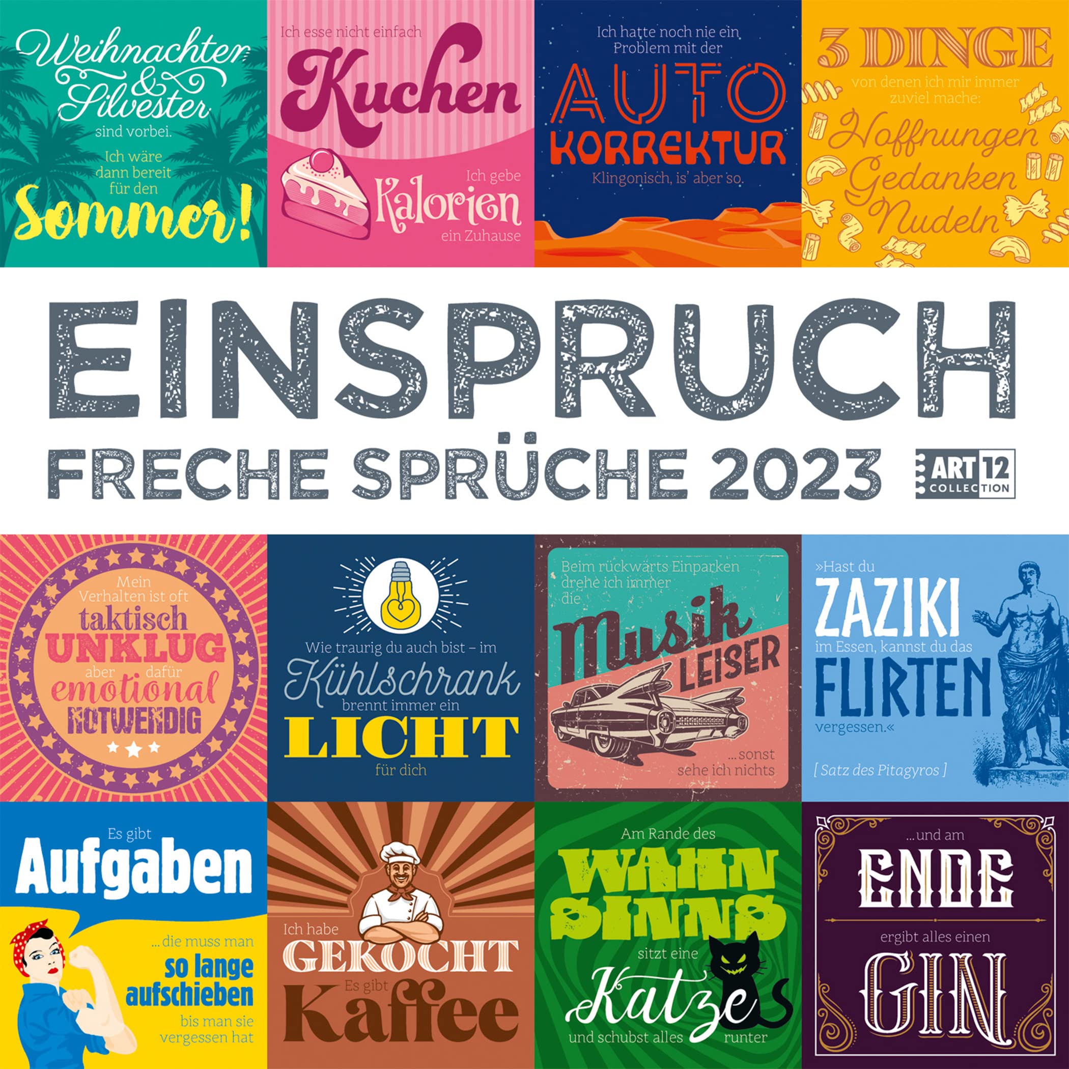 Einspruch 2023, Wandkalender / Broschürenkalender im Hochformat (aufgeklappt 30x60 cm) - Sprüche-Kalender mit Monatskalendarium zum Eintragen Film, Art & Culture