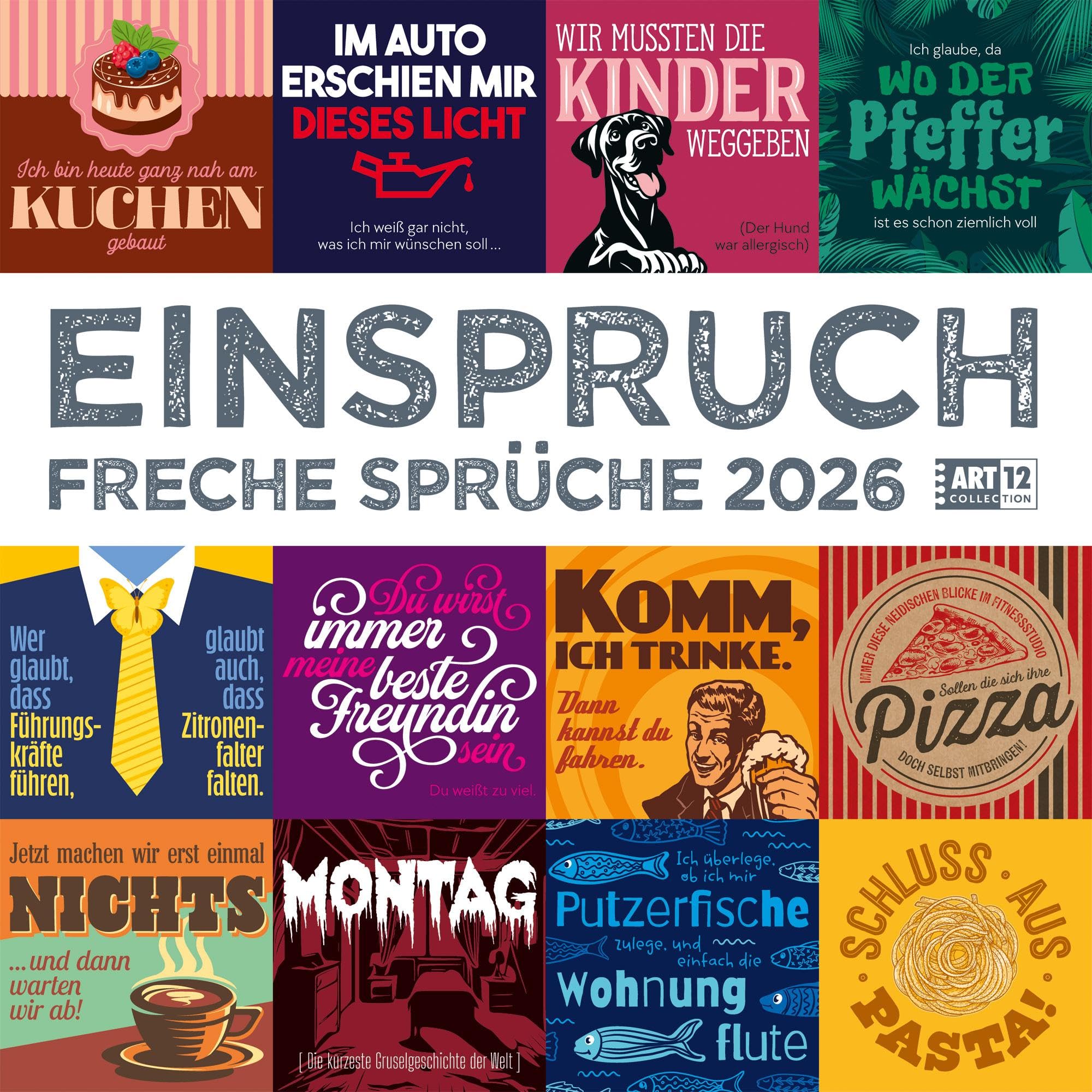 Einspruch Broschürenkalender 2026 - 30x30 - Art12 | Humorvoller Sprüche-Kalender im schlanken Hochformat (aufgeklappt 30x60 cm) | Eintrage-Kalendarium Contemporary literature