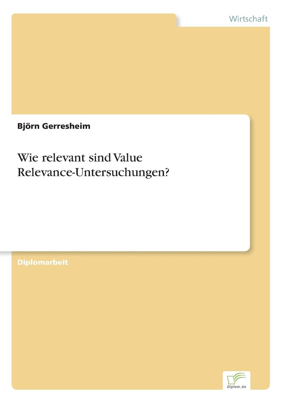 Wie relevant sind Value Relevance-Untersuchungen? book