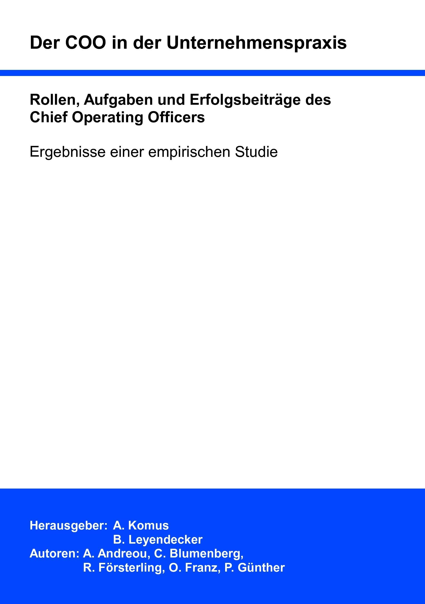 Der COO in der Unternehmenspraxis: Rollen, Aufgaben und Erfolgsbeiträge des Chief Operating Officers Law