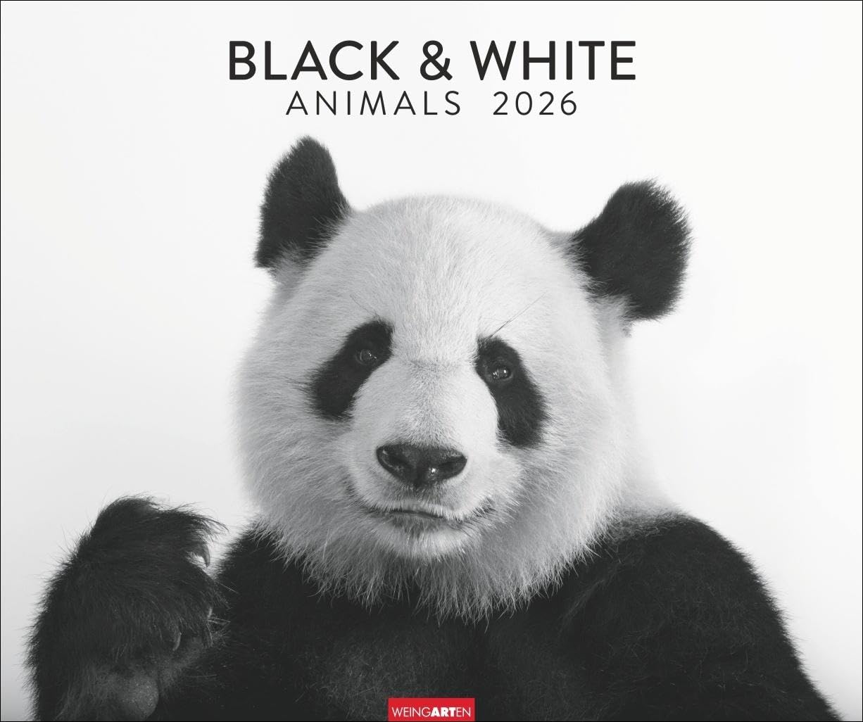 Black & White Animals 2026: Stars der Tierwelt in einem Fotokunst-Kalender! Großer Wandkalender für Tier-Freunde - hochwertige Aufnahmen in Schwarz-Weiß Photography
