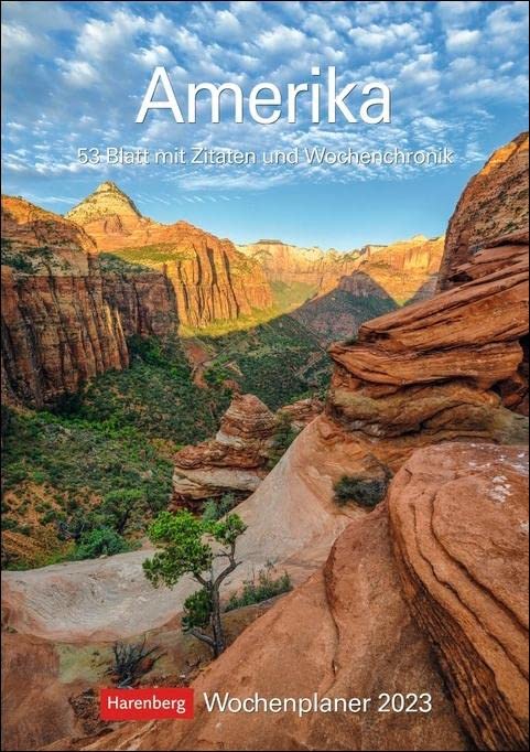 Amerika Wochenplaner 2023. Kalender mit Zitaten, Fotos und Wochenkalendarium. Terminplaner für Übersicht im Alltag. Praktischer Wandplaner mit 53 ... 53 Blatt mit Zitaten und Wochenchronik Leisure, Home & Garden