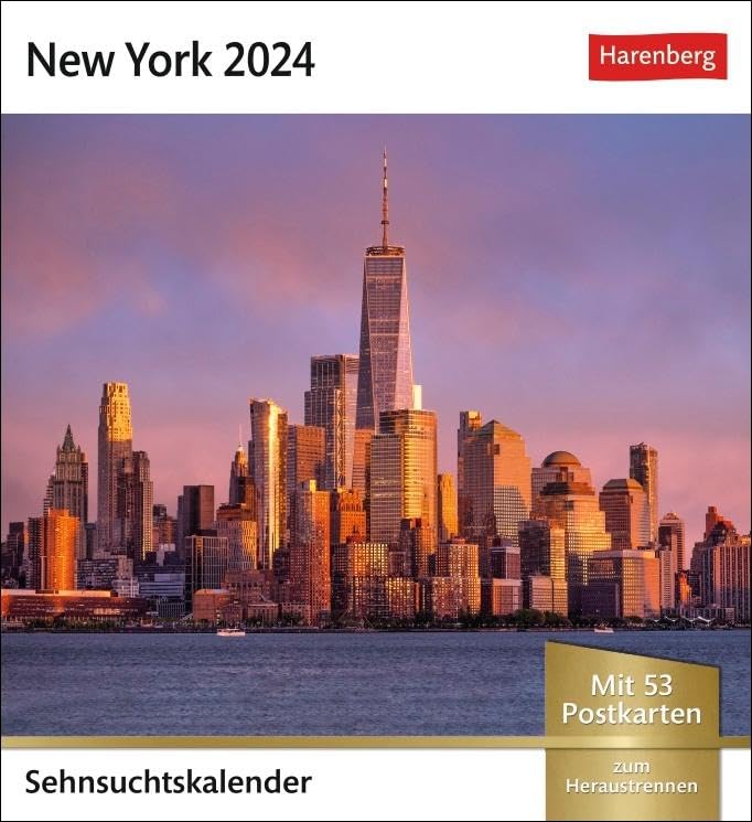 New York Sehnsuchtskalender 2024. Der Big Apple in einem Foto-Kalender für den Tisch. Aufstellkalender mit 53 Postkarten, jede Woche ein bisschen ... Postkarten (Sehnsuchtskalender von Harenberg) Leisure, Home & Garden