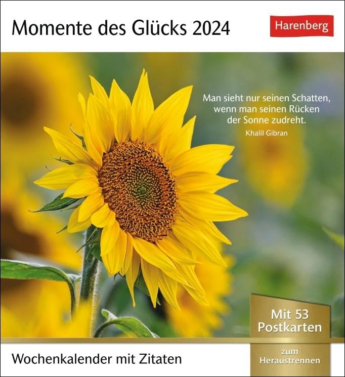 Momente des Glücks Postkarten-Kalender 2024. Positive Stimmung und Zufriedenheit im Postkartenformat. Wochenkalender mit Zitaten und schönen Fotos zum ... Wochenkalender mit Zitaten, mit 53 Postkarten Calendars