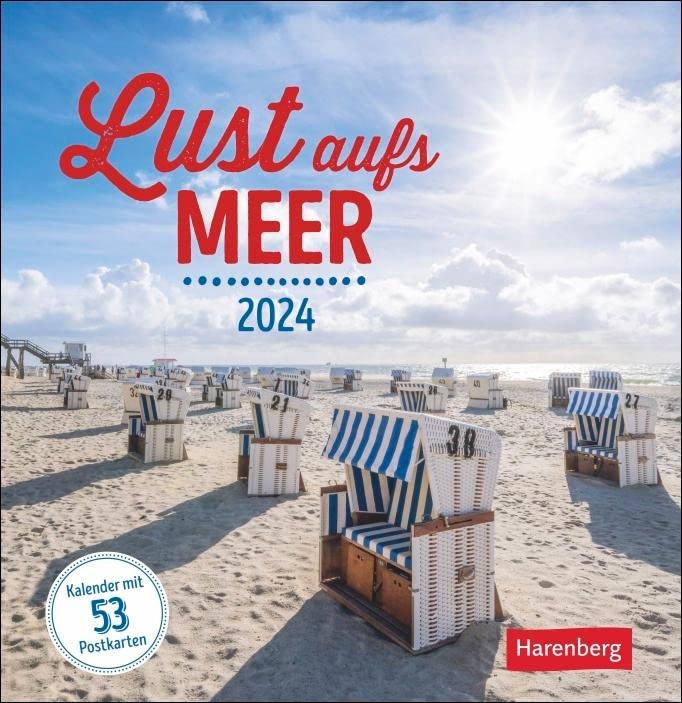 Lust aufs Meer Postkartenkalender 2024. Wochen-Tischkalender zum Aufstellen: Ein Strandspaziergang für Zuhause und zum Verschicken! Wöchentlich neue Urlaubsgefühle: Wochenkalender mit 53 Postkarten Calendars