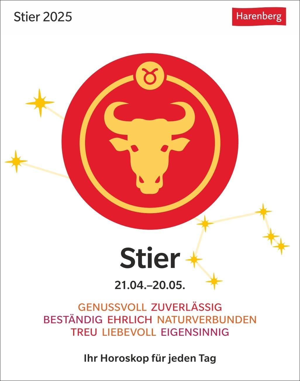 Stier Sternzeichenkalender 2025 - Tagesabreißkalender - Ihr Horoskop für jeden Tag: Tischkalender 2025 mit täglichem Horoskop. Kleiner Kalender mit täglichem Blick in die Sterne book