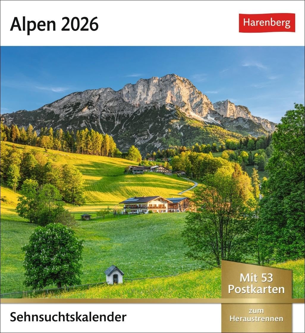 Alpen Sehnsuchtskalender 2026 - Wochenkalender mit 53 Postkarten: 53 Postkarten in einem Fotokalender für Bergfreunde. Beeindruckende Panoramen in einem Kalender zum Aufstellen (Postkartenkalender) Leisure, Home & Garden