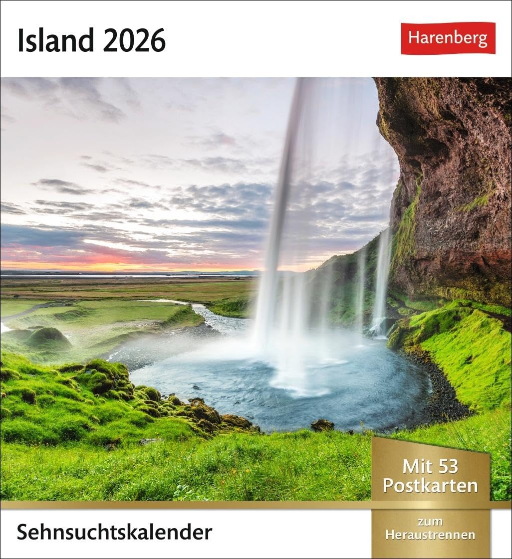 Island Sehnsuchtskalender 2026 - Wochenkalender mit 53 Postkarten: Fernweh in einem Foto-Kalender zum Aufstellen. Die schönsten Landschaften Islands ... in einem Tischkalender (Postkartenkalender) Leisure, Home & Garden