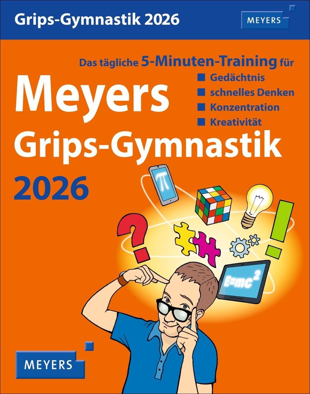 Meyers Grips-Gymnastik Tagesabreißkalender 2026 - Das tägliche 5-Minuten-Training für Gedächtnis, schnelles Denken, Konzentration, Kreativität: 5 ... oder Aufhängen (Tischkalender Harenberg) Business, Finance & Career