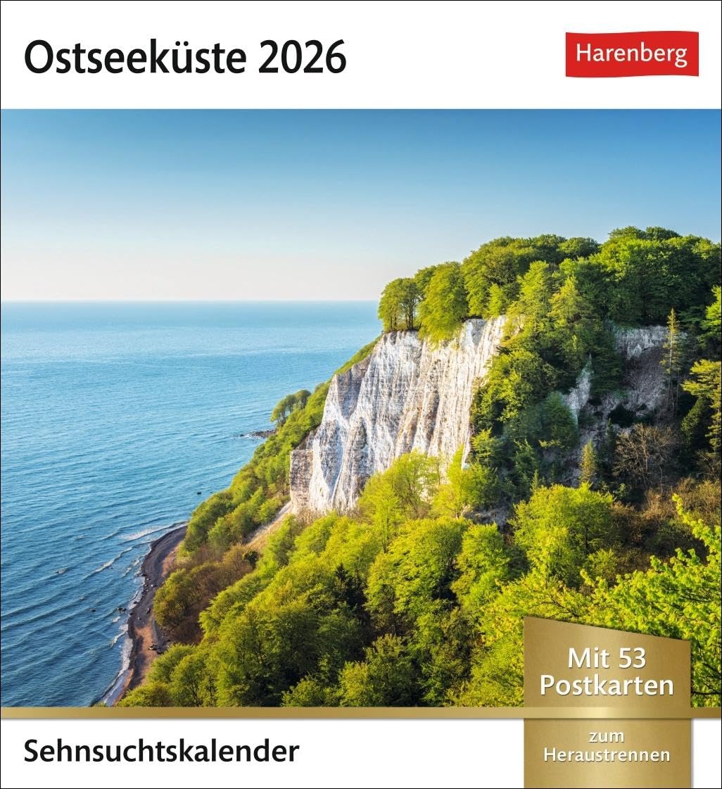 Ostseeküste Sehnsuchtskalender 2026 - Wochenkalender mit 53 Postkarten: Leuchttürme und Sanddünen in einem Foto-Kalender voller Urlaubsfeeling. ... Tischkalender. (Sehnsuchtskalender Harenberg) Leisure, Home & Garden