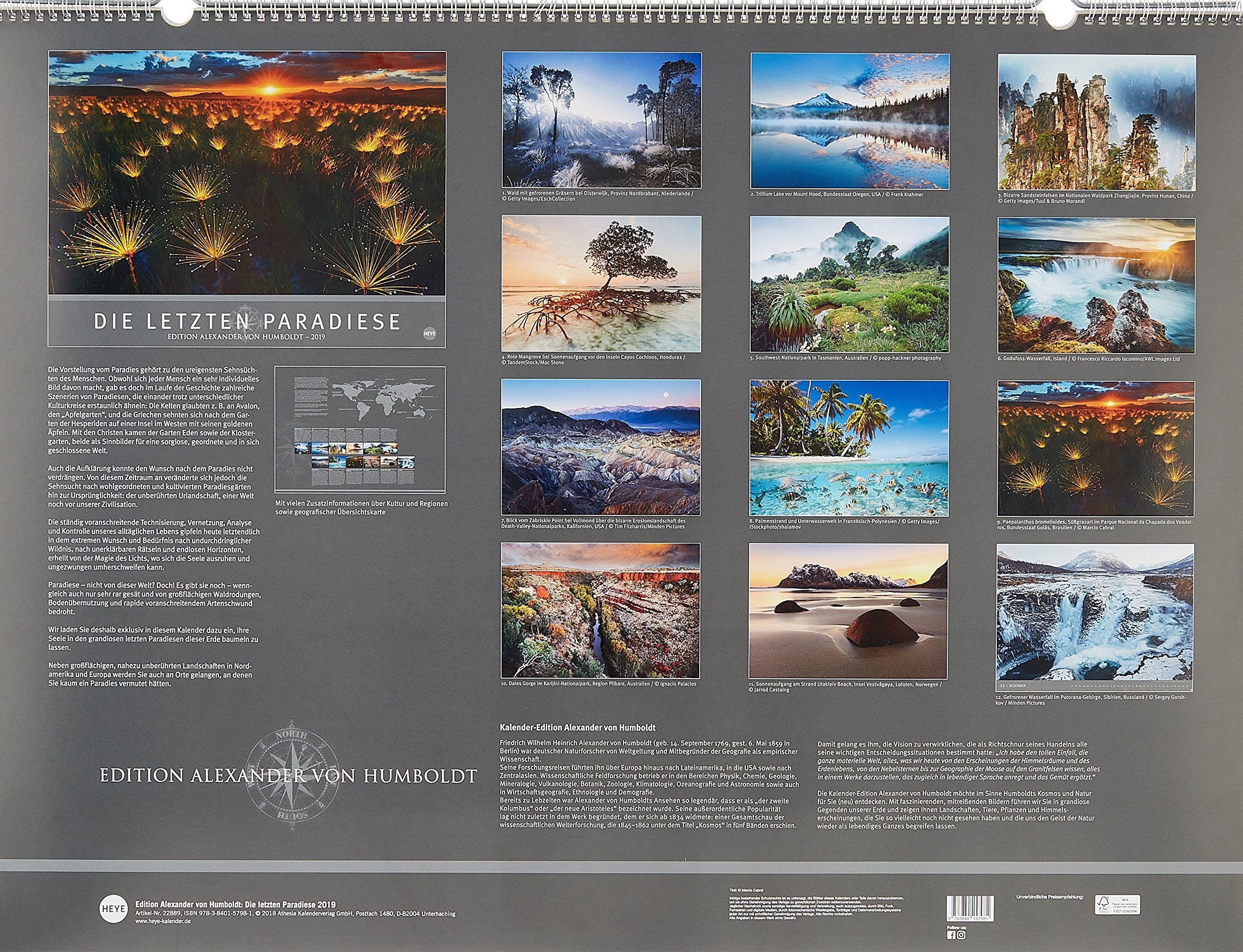 Die letzten Paradiese - Edition Alexander von Humboldt - Kalender 2019 Leisure, Home & Garden