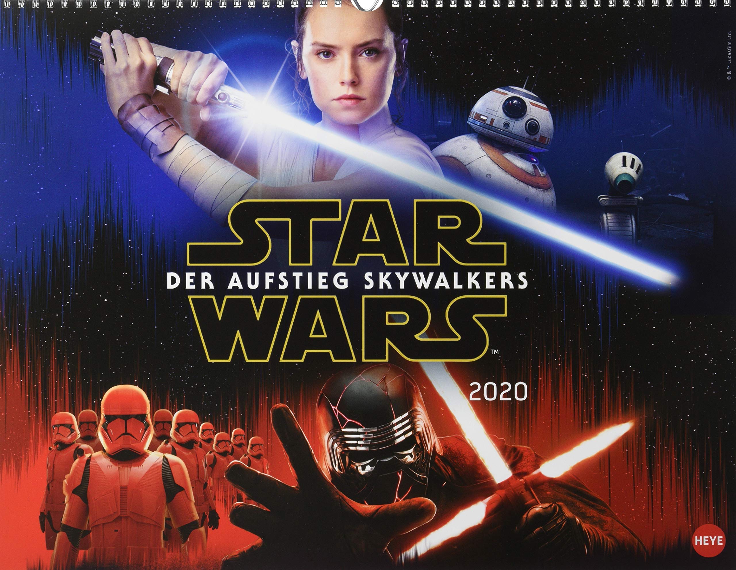 Star Wars Episode IX. Wandkalender 2020. Monatskalendarium. Spiralbindung. Format 44 x 34 cm Calendars