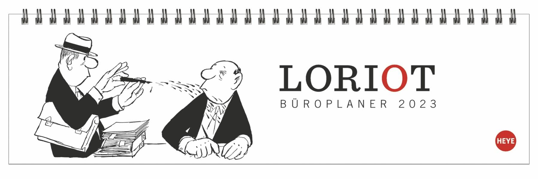 Loriot Büroplaner 2023. Humorvoller Tischkalender für mehr Organisation am Arbeitsplatz. Tischquerkalender mit Spiralbindung. Witziger Kalender für den Schreibtisch. 32x9 cm. Manga