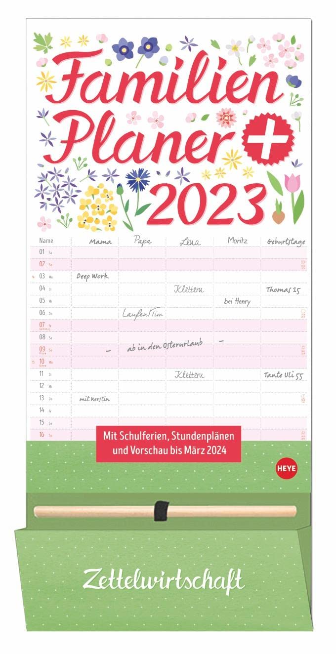 Familienplaner plus Tasche 2023 - Wandkalender inklusive Stift und Tasche zur Aufbewahrung, Schulferien, 2 Stundenplänen, 3-Monats-Ausblick Januar-März 2024 - 21 x 45 cm book