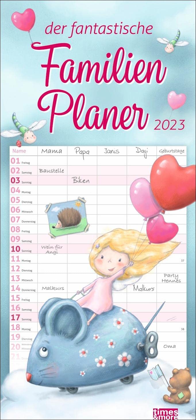Zauberwesen Familienplaner 2023 - times&more Wandkalender mit Monatskalendarium - 5 Spalten - 21 x 45 cm book