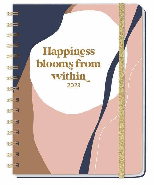 Happiness blooms from within Spiral-Kalenderbuch A5. Taschenkalender 2023 mit flexiblem Einband, Spiralbindung und viel Platz für Termine. Praktischer Buch-Kalender Calendars