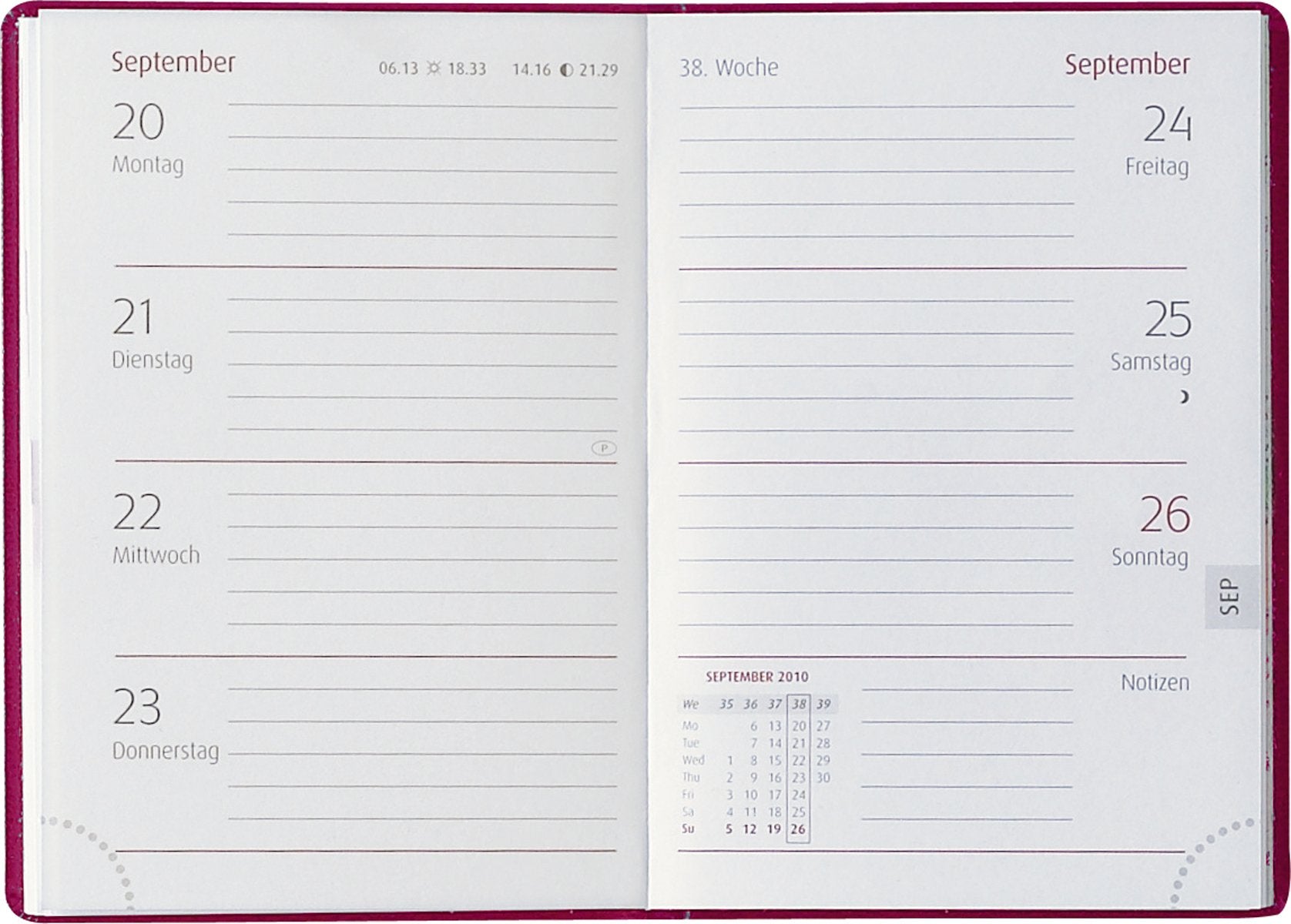 Taschenkalender, Buch, 184 S., PVC rot 2011 Books