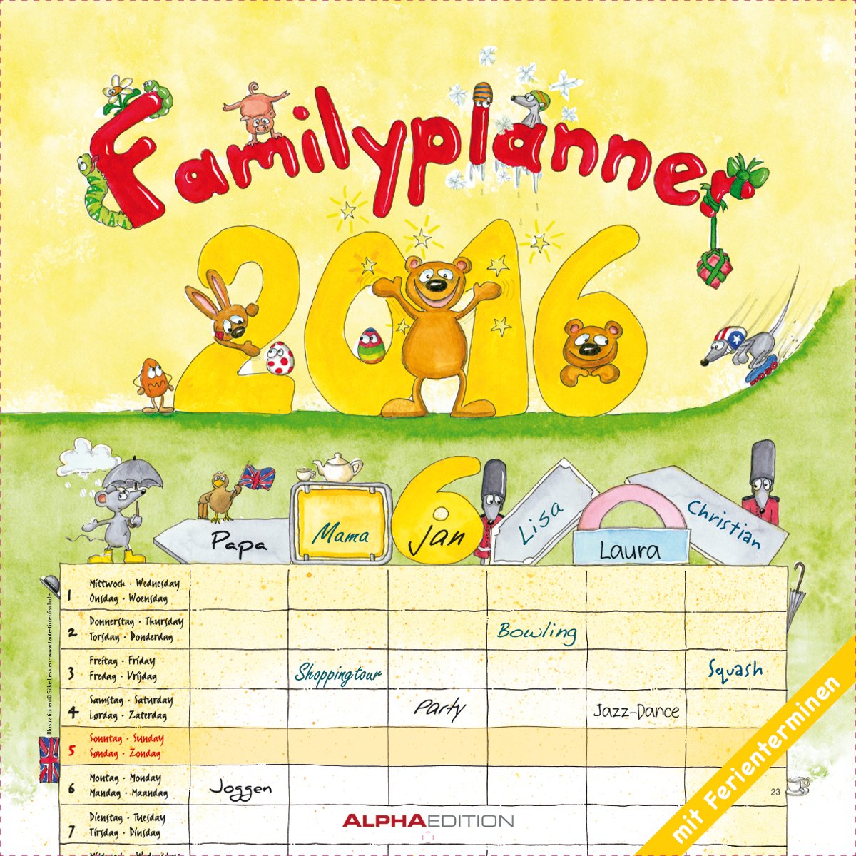 Familienplaner 2016 - Broschürenkalender: Familienplaner mit 6 Spalten zum Eintragen und Ferienterminen. Broschürenkalender Living & Furnishing