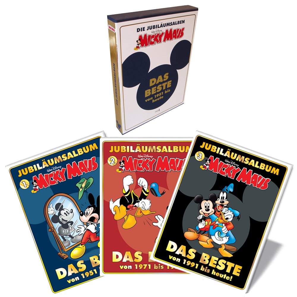 Disney: Micky Maus Jubiläumsalben in Box: Das Beste von 1951 bis 1970; von 1971 bis 1990; vom 1991 bis heute Manga