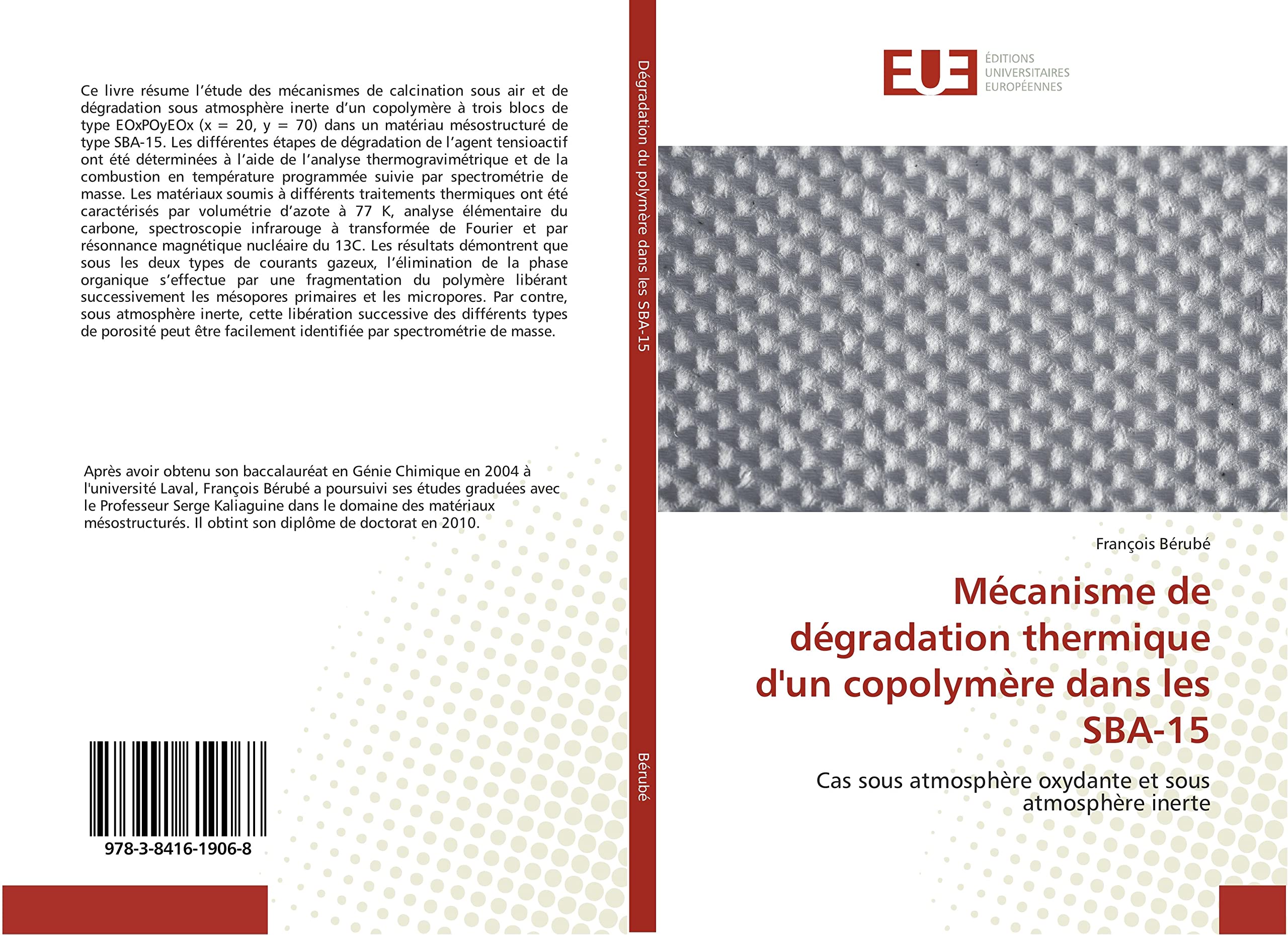 Mécanisme de dégradation thermique d'un copolymère dans les SBA-15: Cas sous atmosphère oxydante et sous atmosphère inerte book