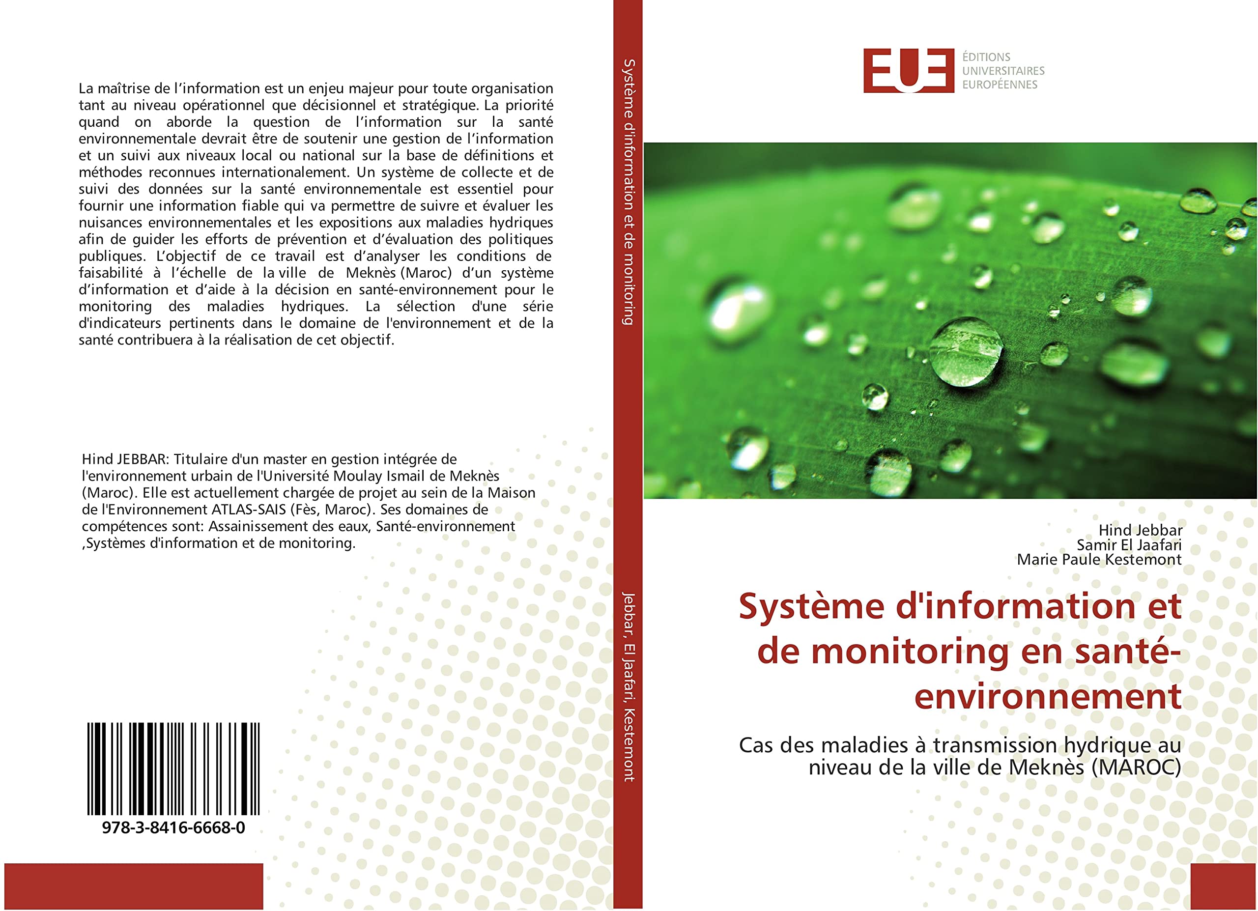 systeme d'information et de monitoring en sante-environnement: Cas des maladies A transmission hydrique au niveau de la ville de MeknEs (MAROC) book
