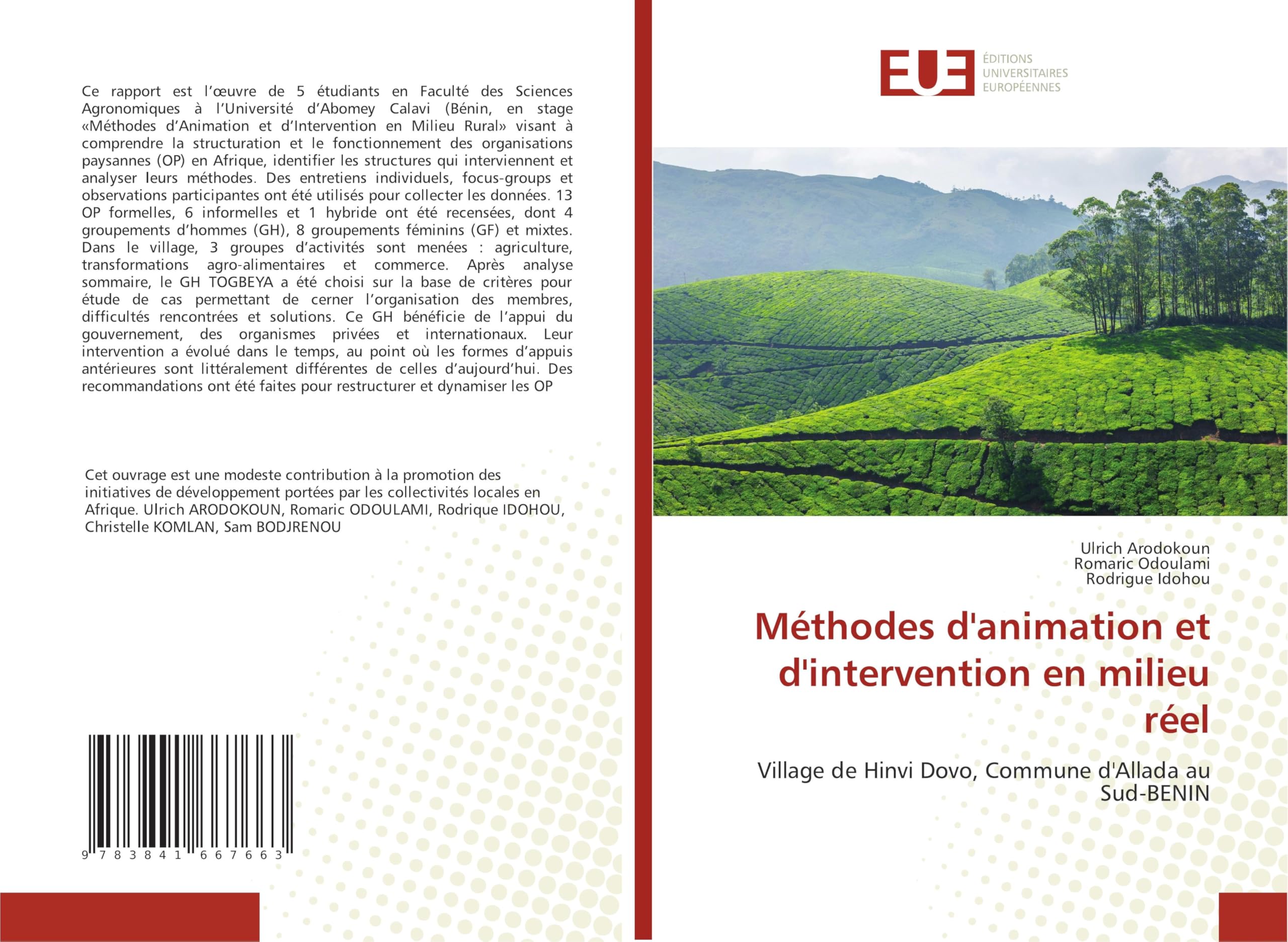 Méthodes d'animation et d'intervention en milieu réel: Village de Hinvi Dovo, Commune d'Allada au Sud-BENIN book