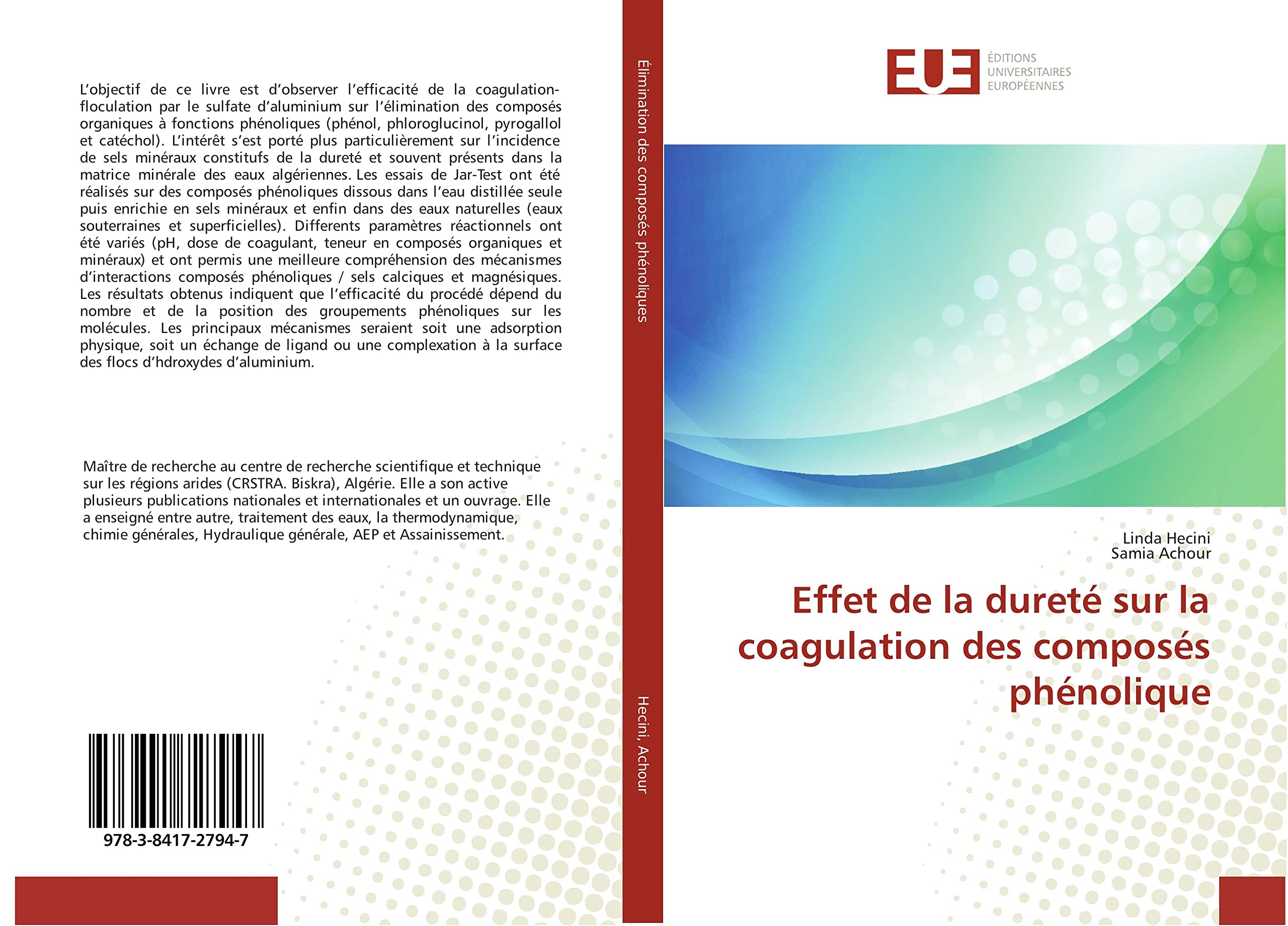 Effet de la dureté sur la coagulation des composés phénolique book