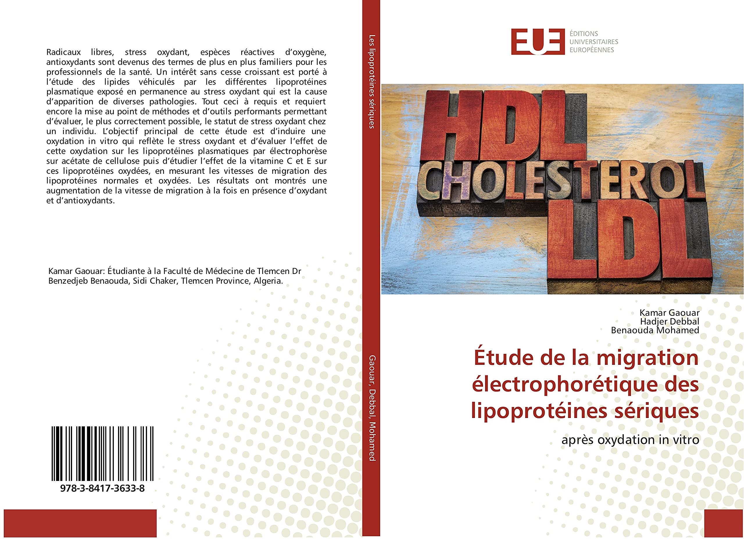 Etude de la migration electrophoretique des lipoproteines seriques: après oxydation in vitro book