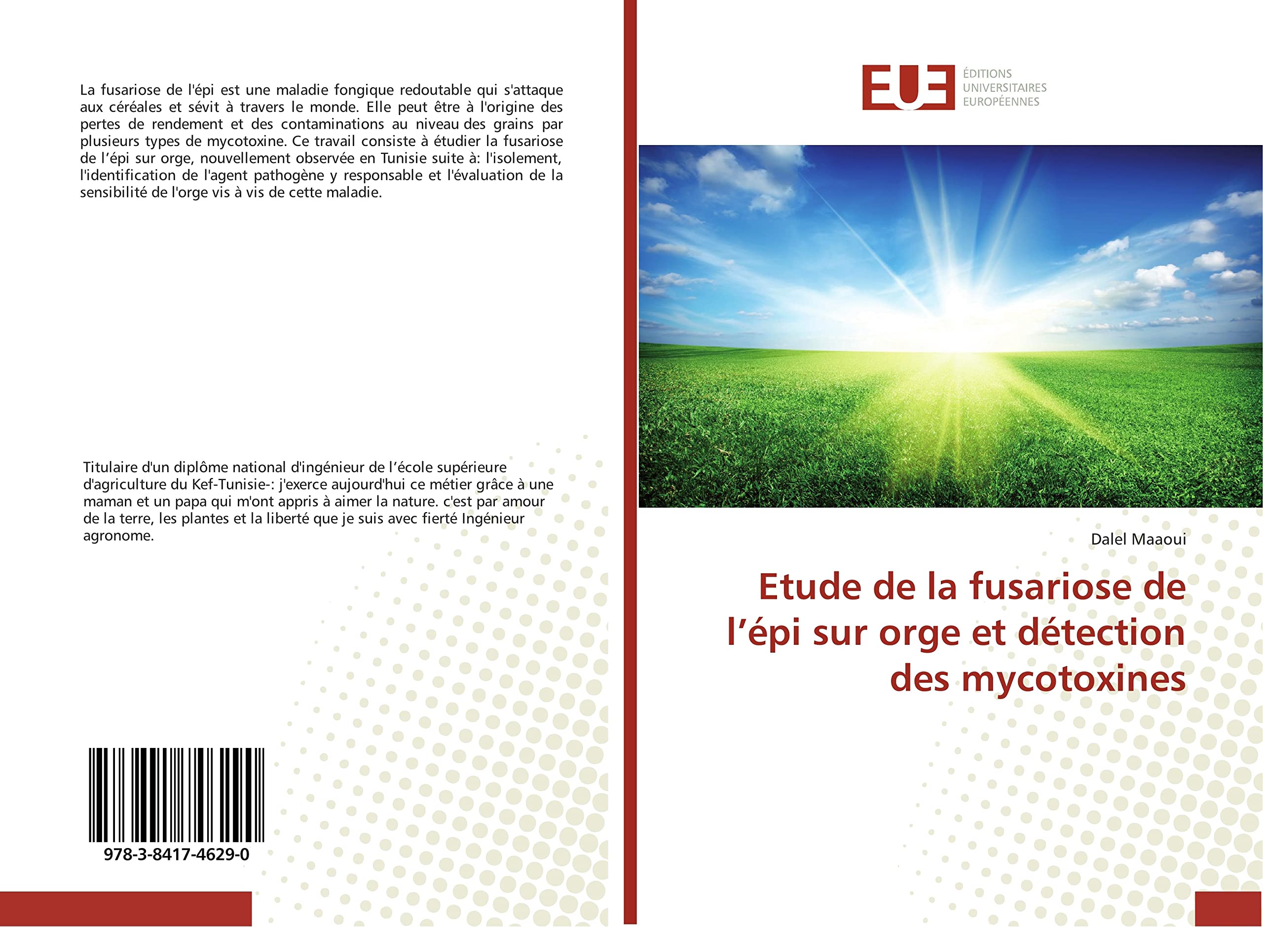 Etude de la fusariose de l épi sur orge et détection des mycotoxines book