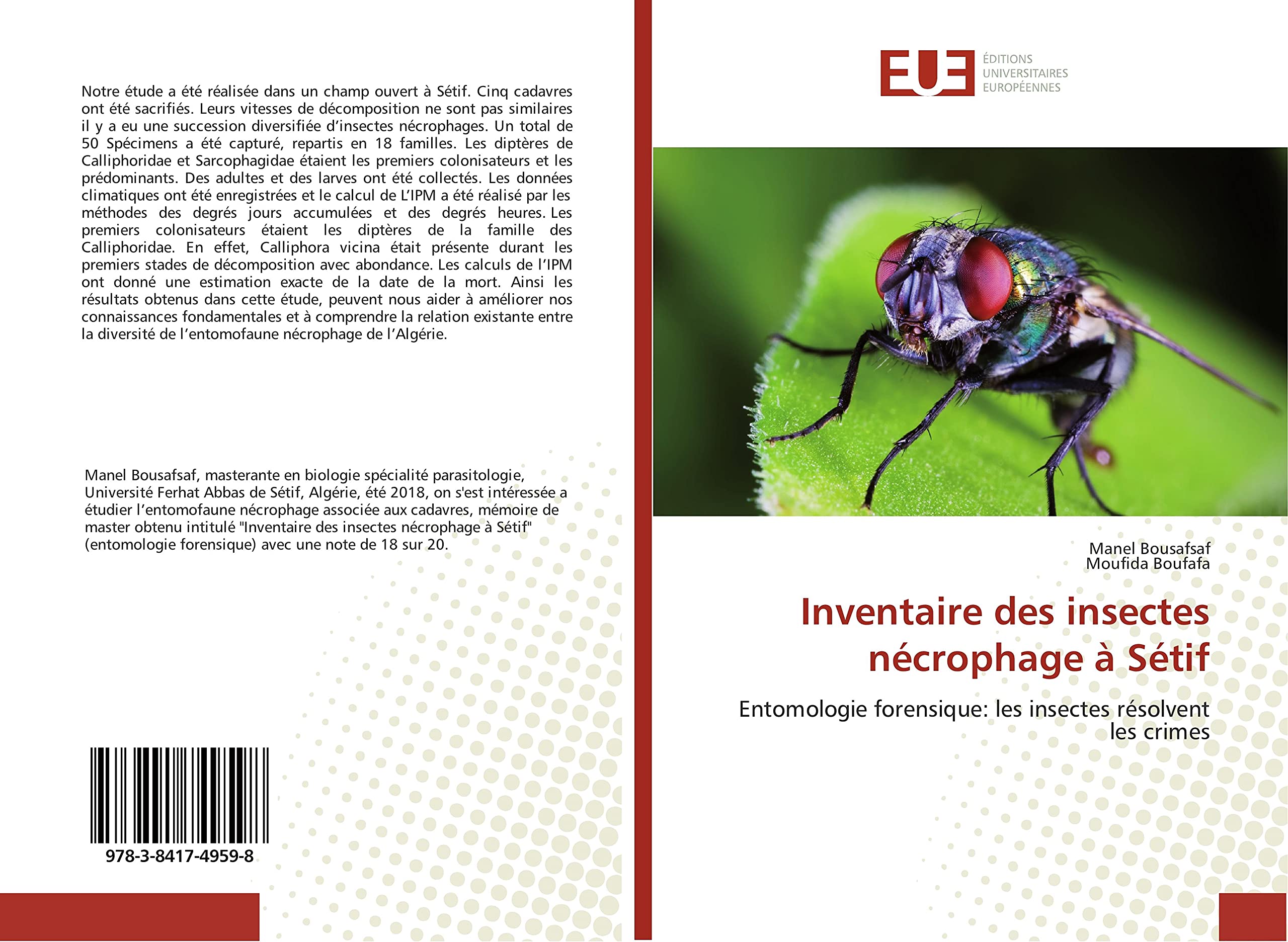 Inventaire des insectes nécrophage à Sétif: Entomologie forensique: les insectes résolvent les crimes book