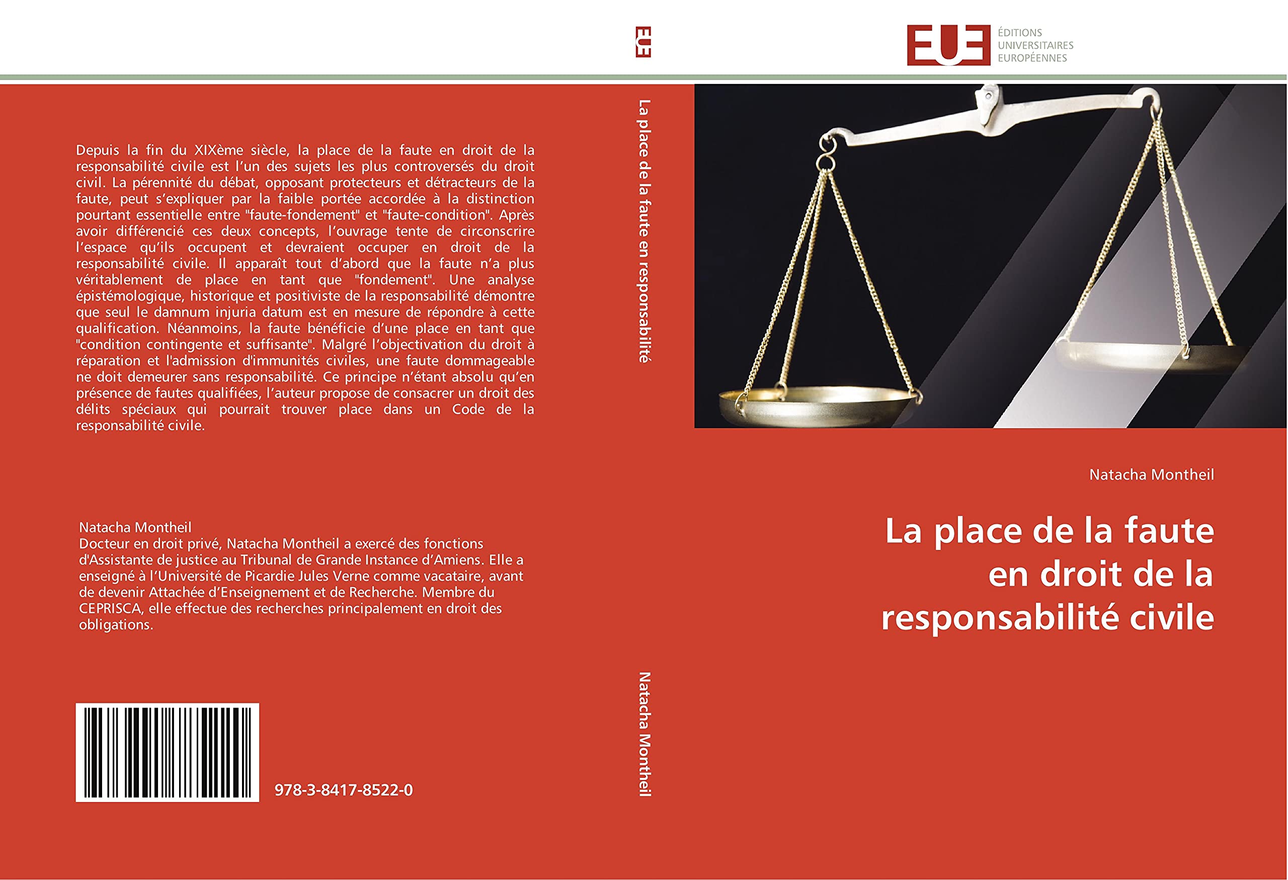 La place de la faute en droit de la responsabilité civile book