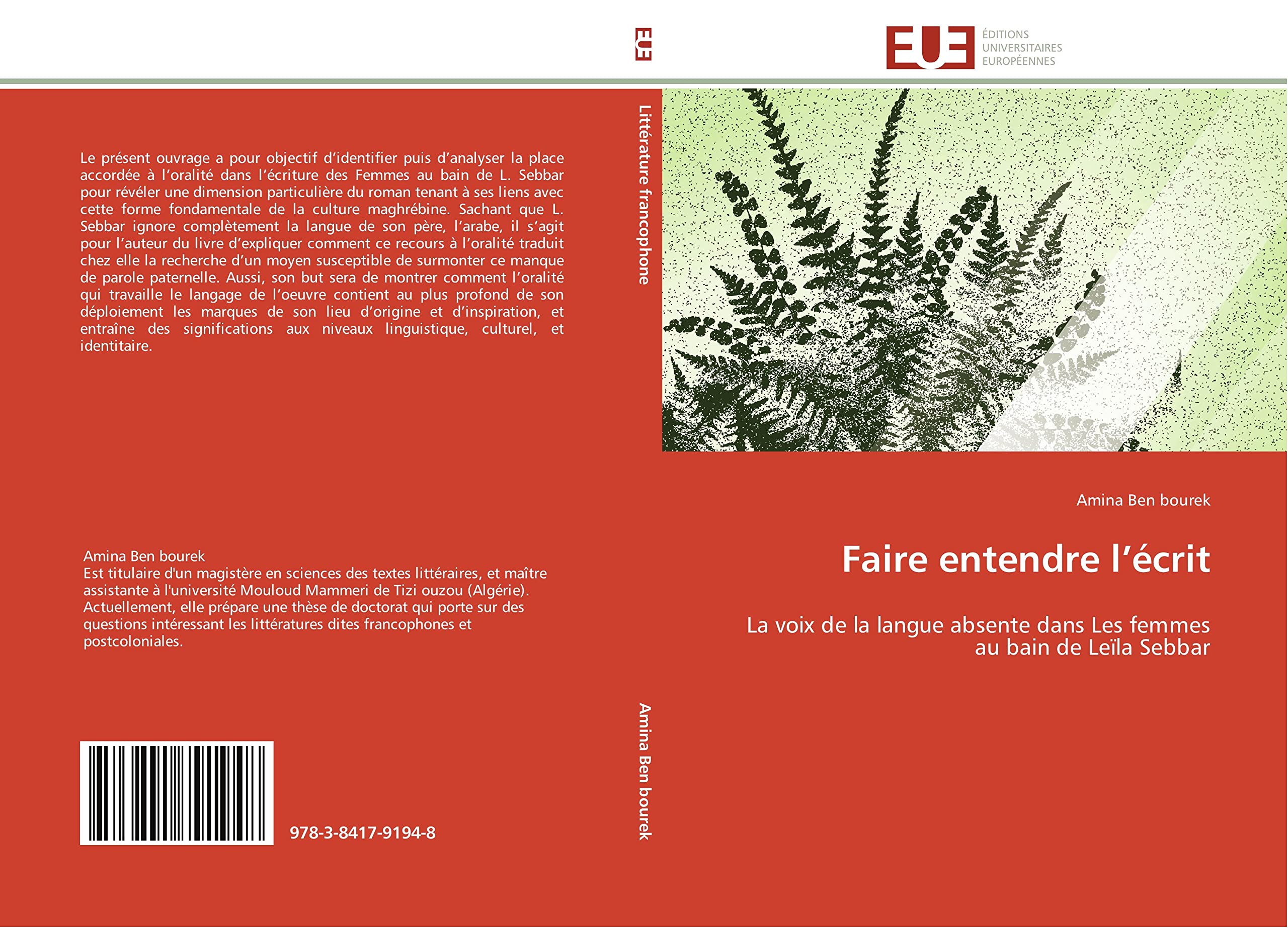 Faire entendre l'écrit: La voix de la langue absente dans Les femmes au bain de Leïla Sebbar book