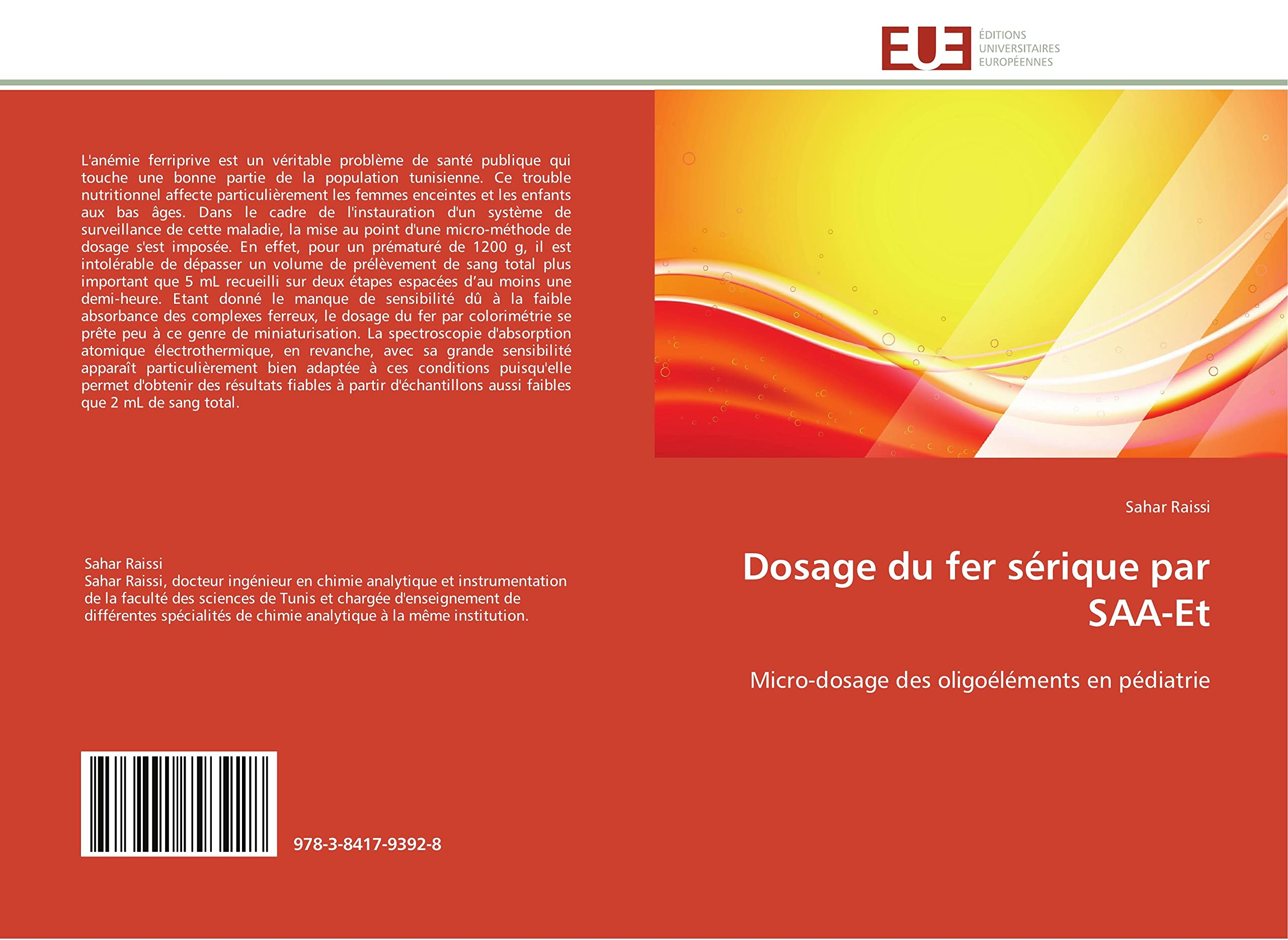 Dosage du fer sérique par SAA-Et: Micro-dosage des oligoéléments en pédiatrie book