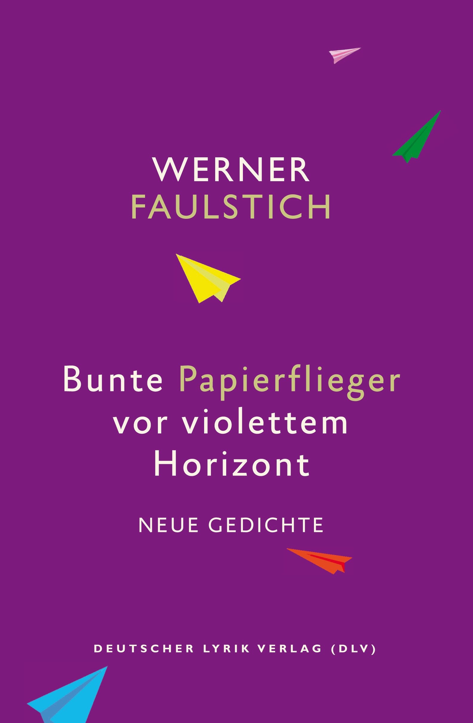 Product Image: Bunte Papierflieger vor violettem Horizont
