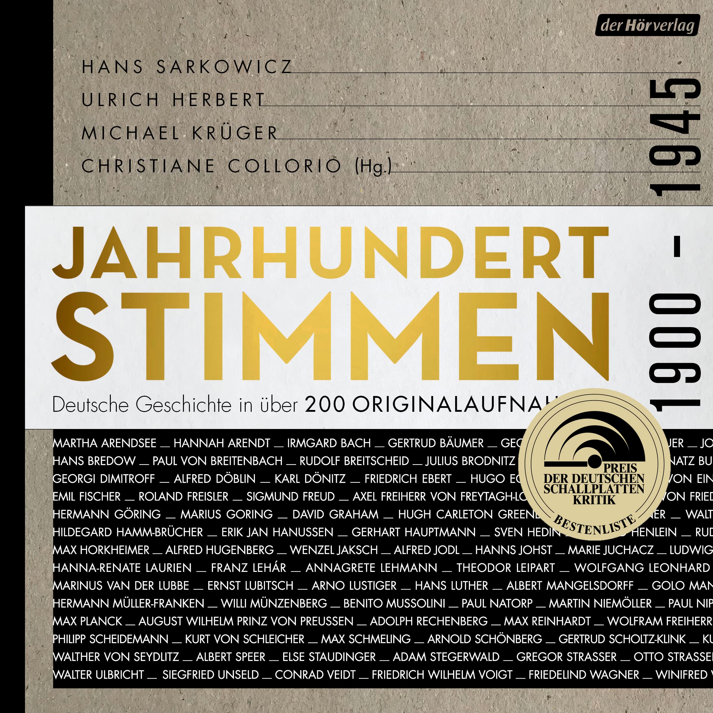 Jahrhundertstimmen 1900-1945 - Deutsche Geschichte in über 200 Originalaufnahmen: Jahrhundertstimmen 1 (Jahrhundertstimmen-Reihe, Band 1) Media & Communication