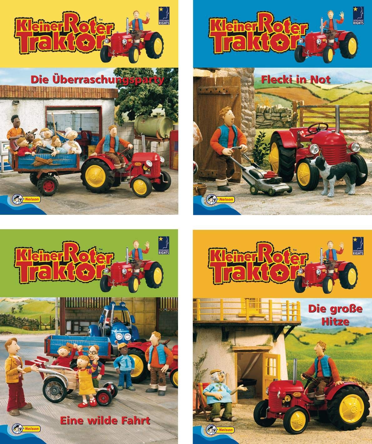 Nelson Mini-Bücher: Kleiner Roter Traktor 9-12: Die große Hitze / Eine wilde Fahrt / Flecki in Not / Die Überraschungsparty Novels & Short Stories