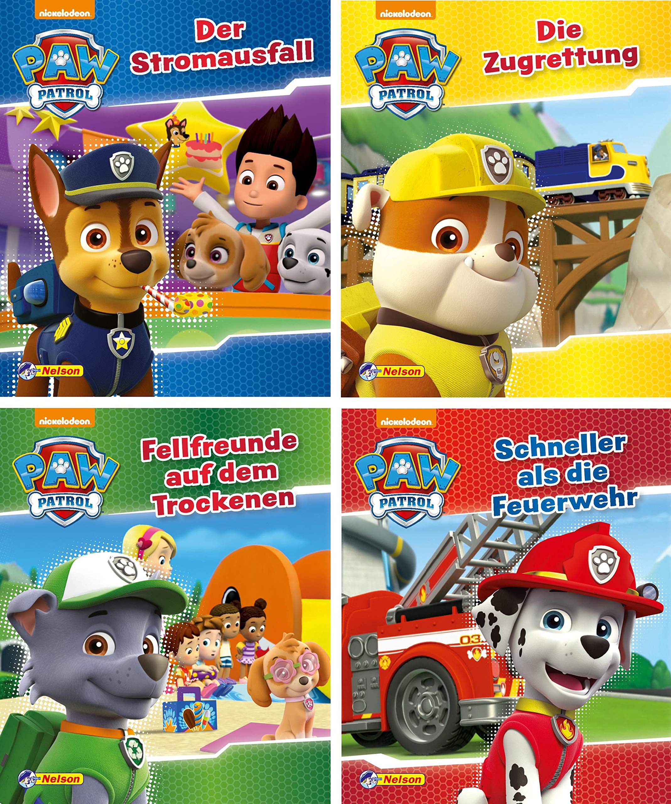 Nelson Mini-Bücher: 4er Paw Patrol 1-4: Der Stromausfall; Die Zugrettung; Fellfreunde auf dem Trockenen; Schneller als die Feuerwehr Non-fiction