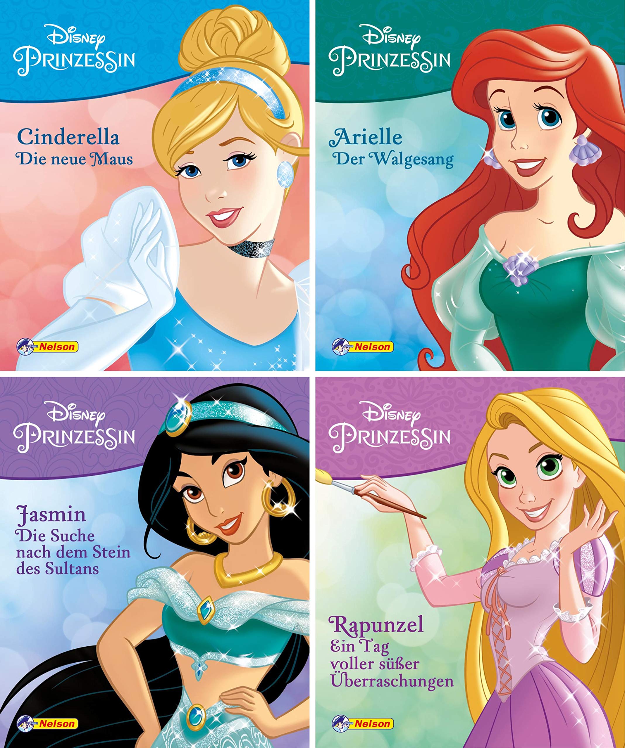 Nelson Mini-Bücher: 4er Disney Prinzessin 5-8: Cinderella - Die neue Maus. Arielle - Der Walgesang. Jasmin - Die Suche nach dem Stein des Sultans. Rapunzel - Ein Tag voller süßer Überraschungen Novels & Short Stories