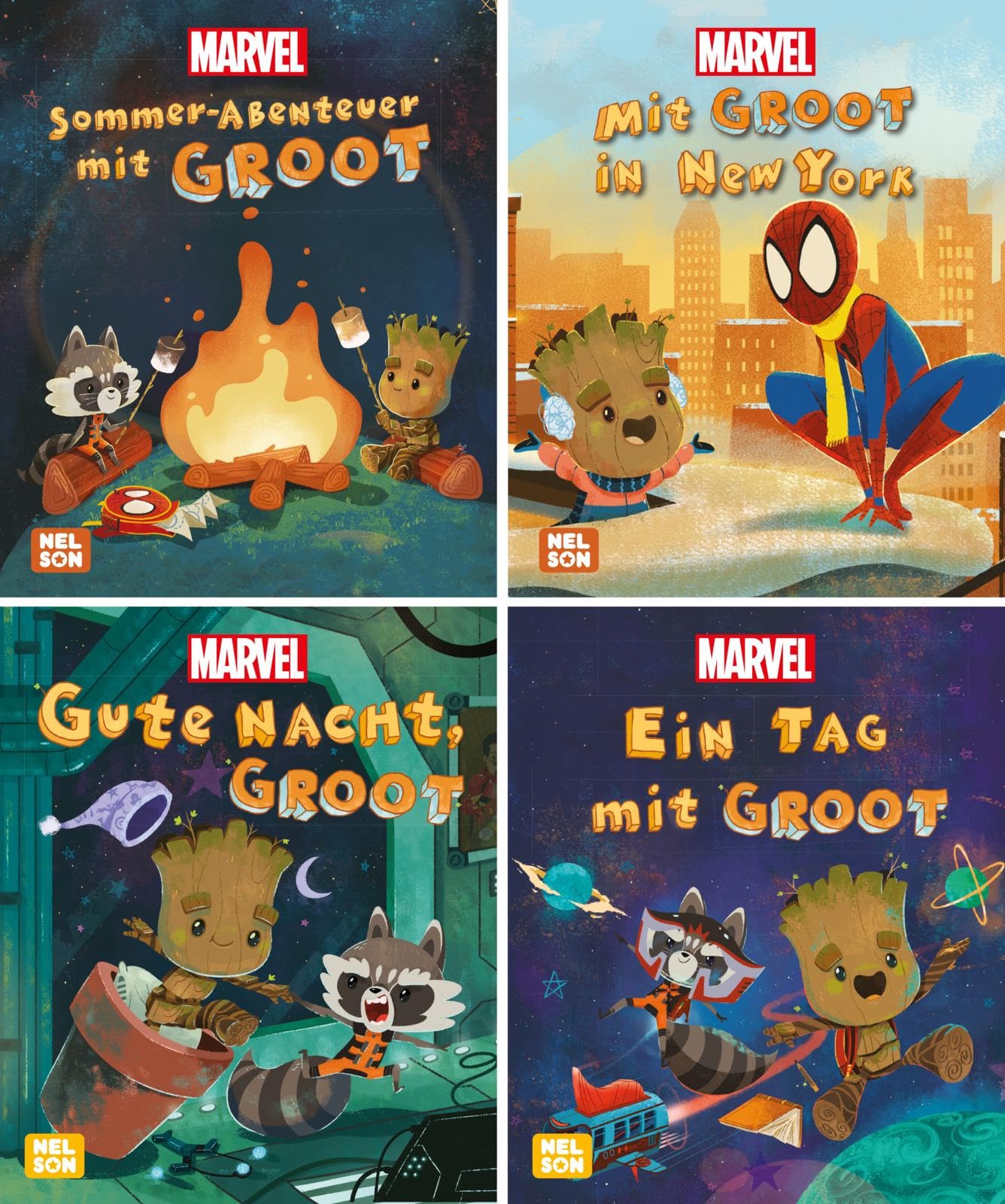 Nelson Mini-Bücher: 4er Marvel: Guardians of the Galaxy 1-4: Geschichten mit Baby Groot | Für Kinder ab 3 Jahren (Nelson Mini-Bücher: Ein großer Spaß im kleinen Format) Non-fiction