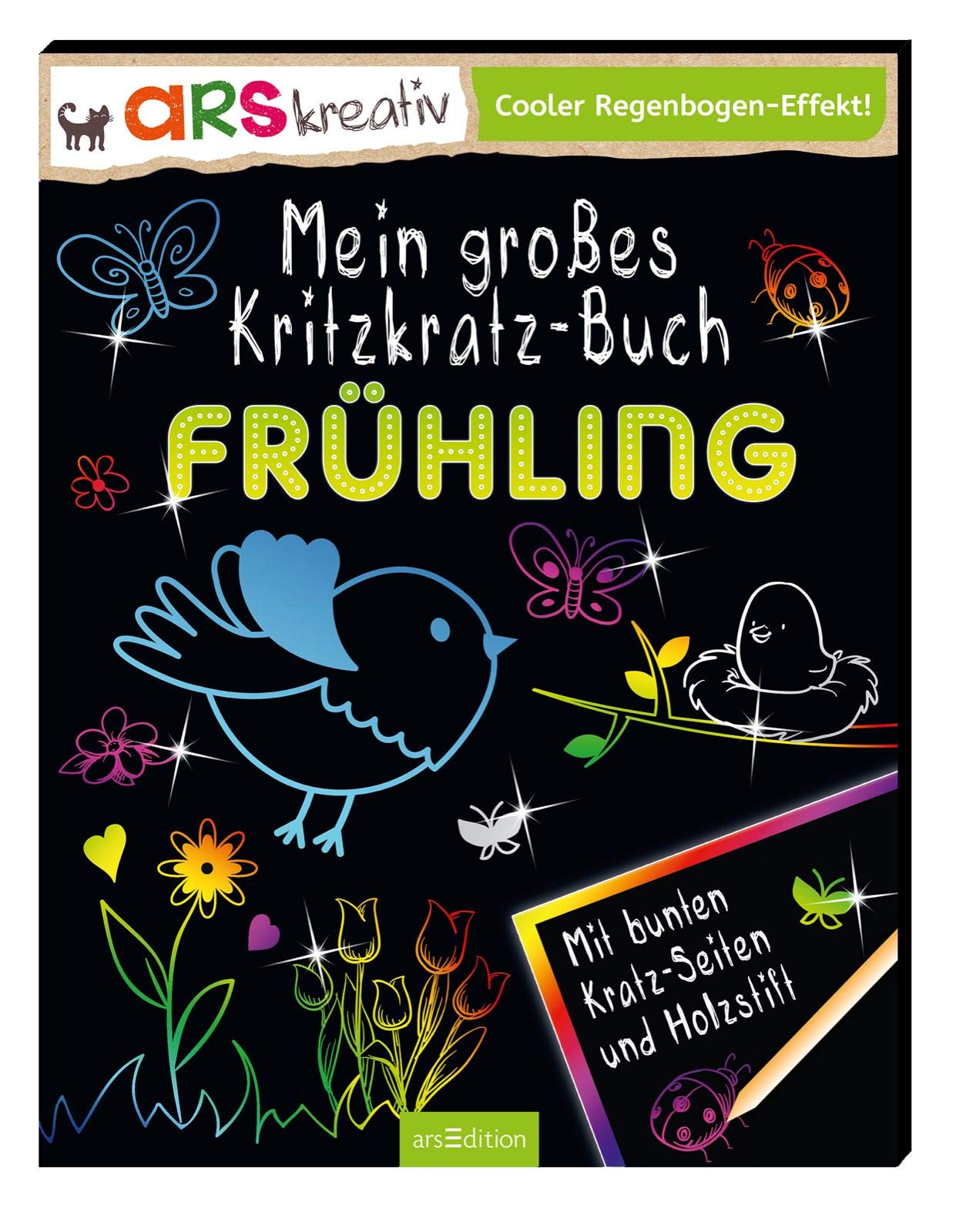 Mein großes Kritzkratz-Buch Frühling: Mit bunten Kratzseiten und Holzstift. Cooler Regenbogeneffekt! Tiptoi & Games