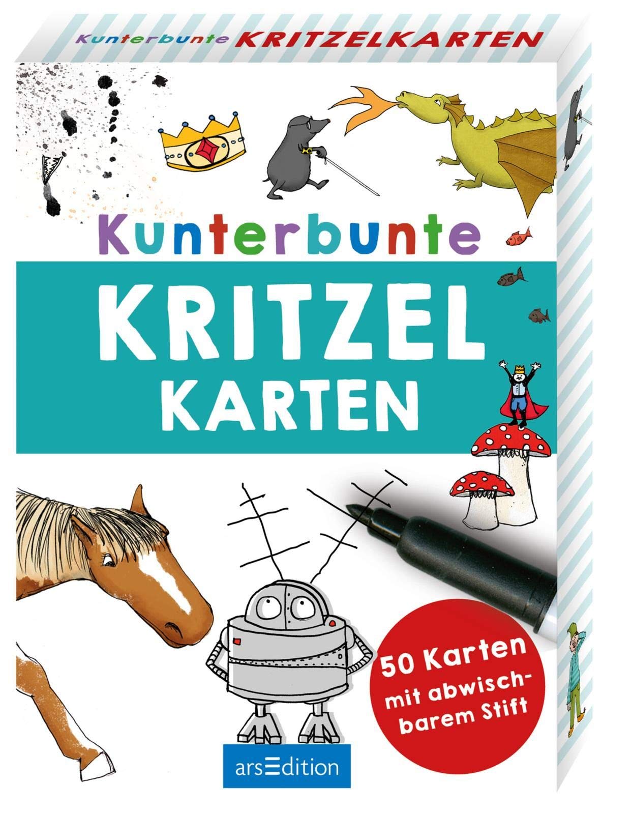 Kunterbunte Kritzelkarten: 50 Karten mit abwischbarem Stift Tiptoi & Games