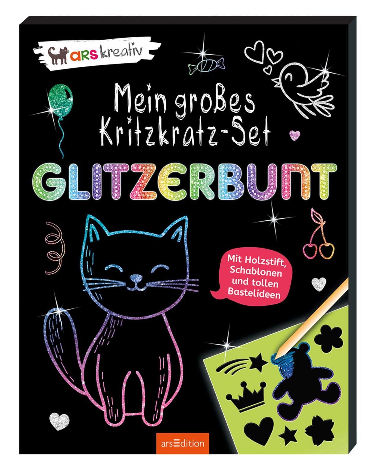 Mein großes Kritzkratz-Set - Glitzerbunt: Mit Holzstift, Schablonen und tollen Bastelideen Tiptoi & Games