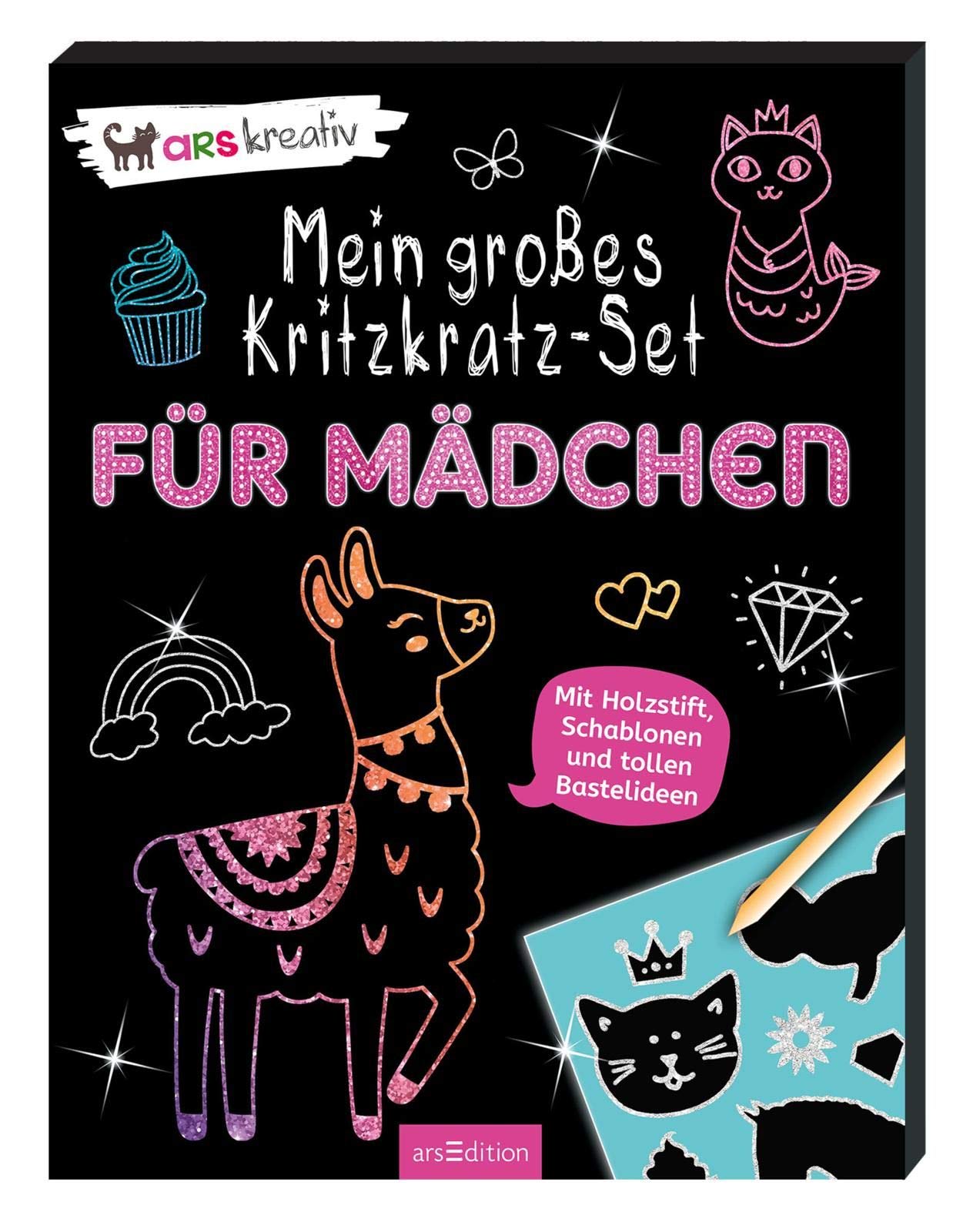 Mein großes Kritzkratz-Set - Für Mädchen: Mit Holzstift, Schablonen und tollen Bastelideen book
