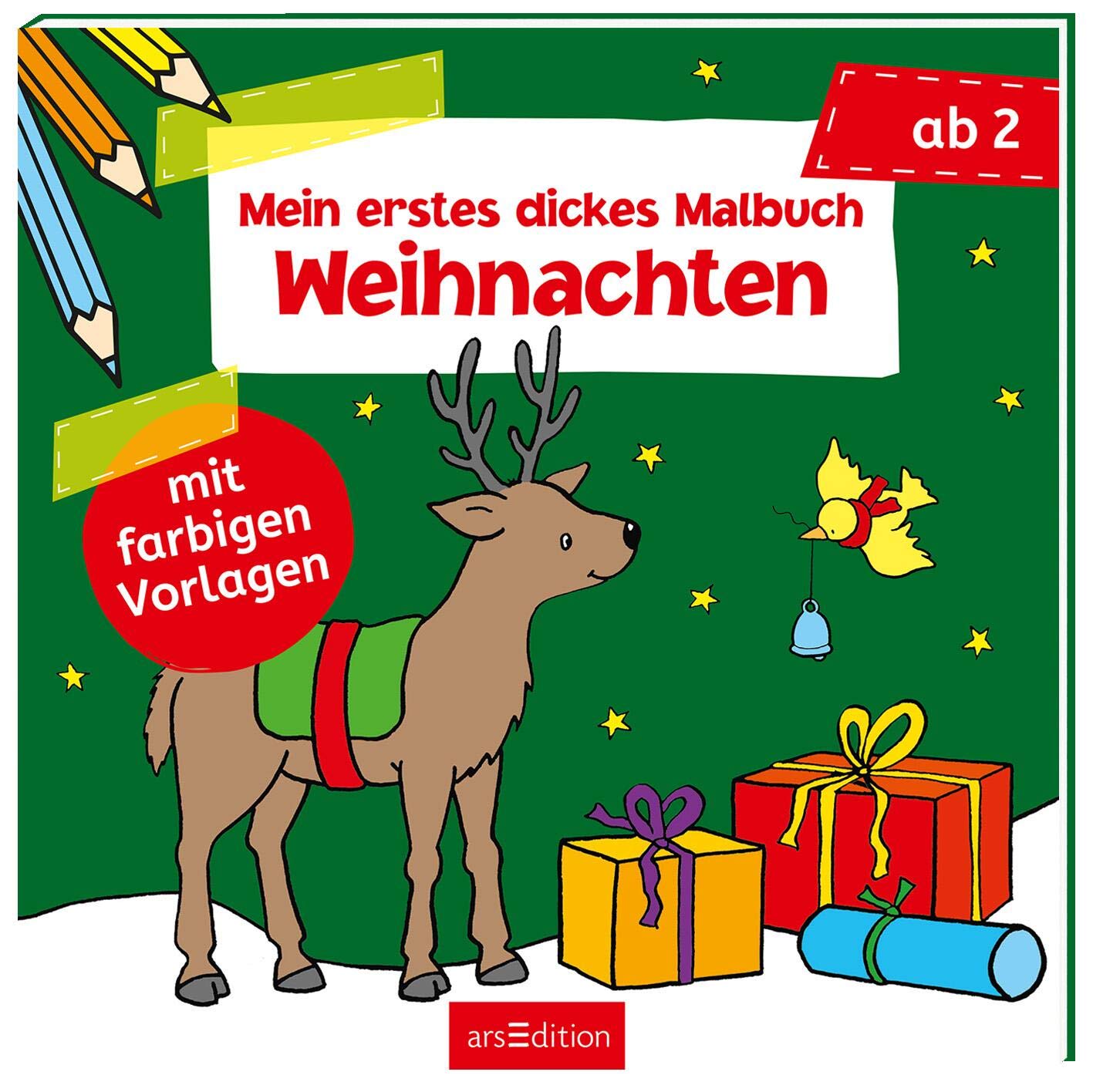 Mein erstes dickes Malbuch ab 2 – Weihnachten: Mit farbigen Vorlagen | Erstes Ausmalen mit einfachen Motiven (Malbuch ab 2 Jahren) Novels & Short Stories