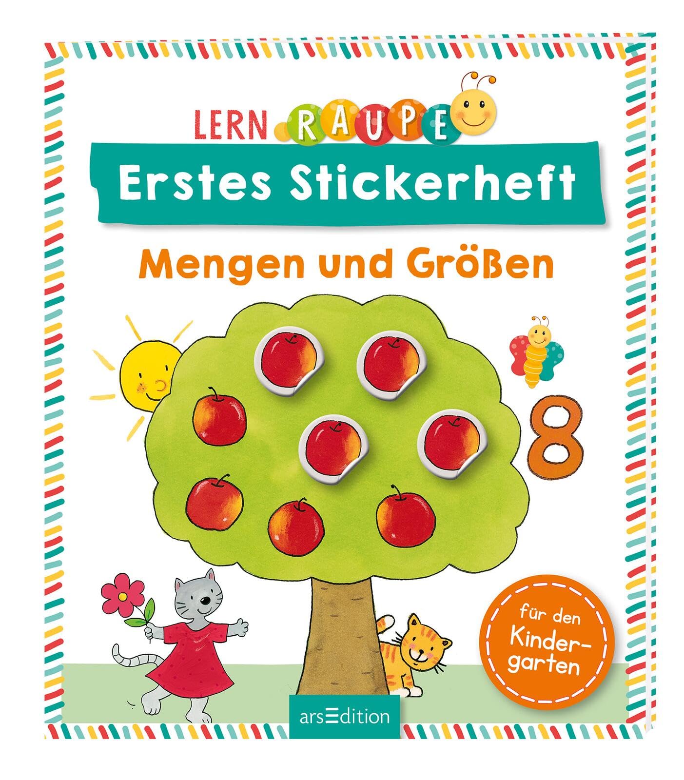 Lernraupe - Erstes Stickerheft - Mengen und Größen book