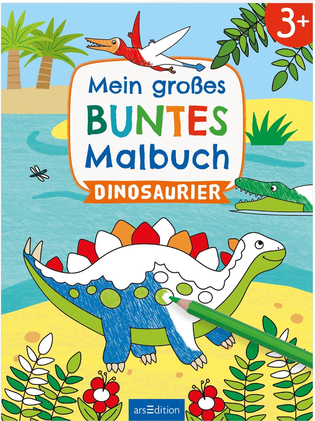 Mein großes buntes Malbuch – Dinosaurier: Ab 3 Jahren | Ausmalen mit farbigen Hintergründen (Mein großes buntes Malbuch ab 3) Non-fiction