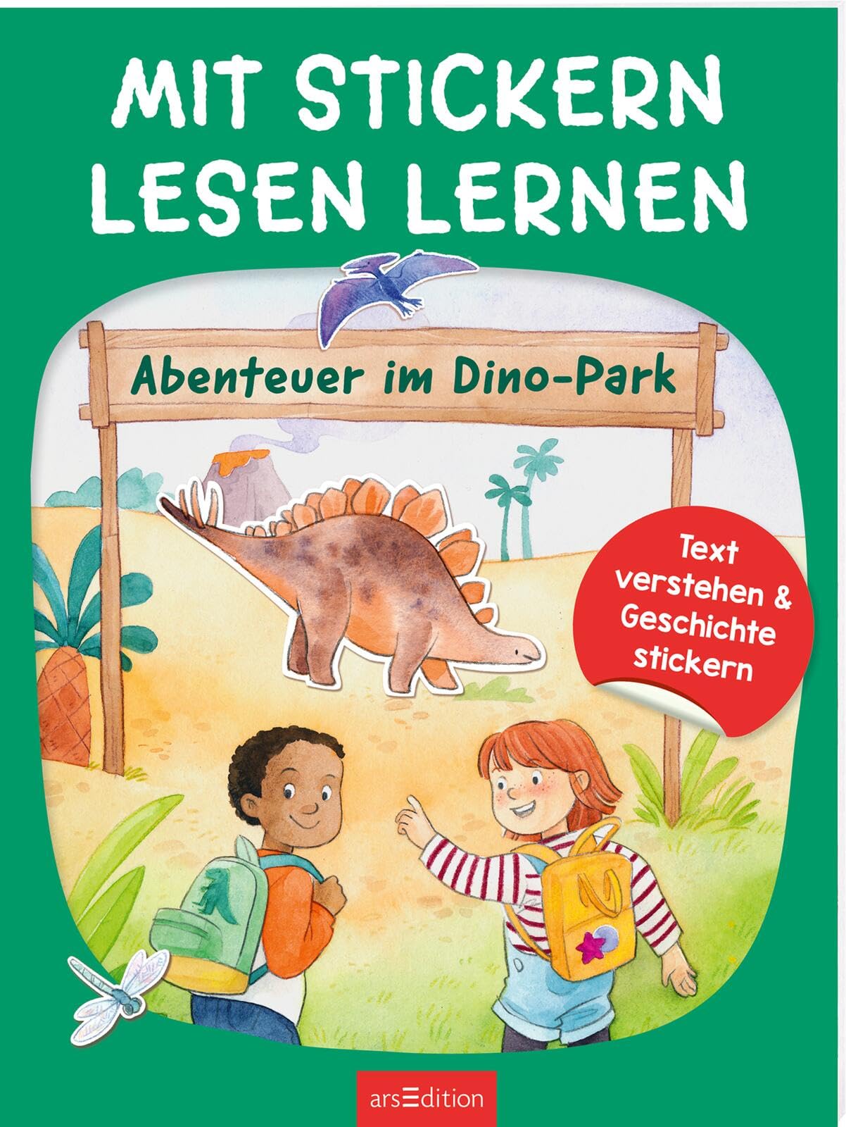Mit Stickern Lesen lernen – Abenteuer im Dino-Park: Text verstehen & Geschichte stickern | Leseförderung mit Spaßfaktor: Stickern für Erstleser:innen Learning & Reference
