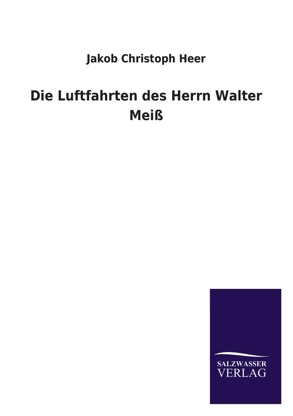 Die Luftfahrten des Herrn Walter Meiß Contemporary literature