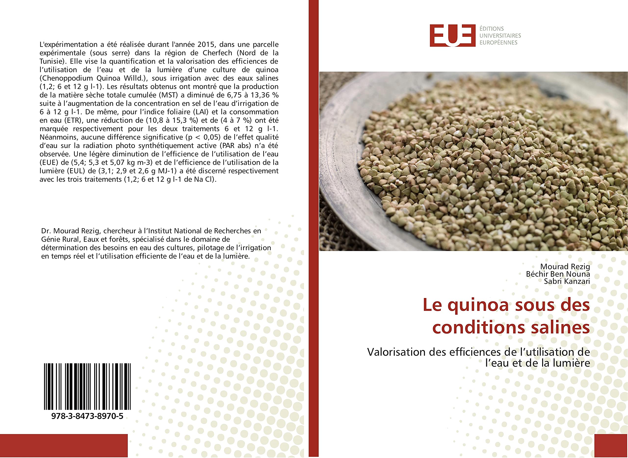 Le quinoa sous des conditions salines: Valorisation des efficiences de l’utilisation de l’eau et de la lumière book